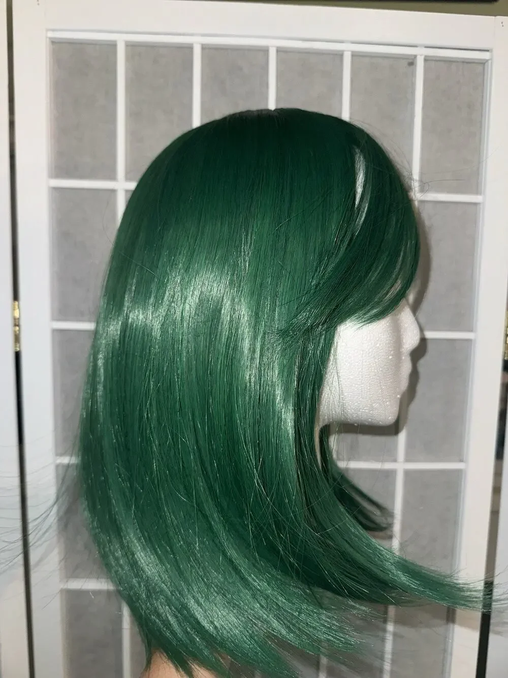 New 12” Bob Straight Nonflammable Synthetic Wigs with Bangs GREEN
